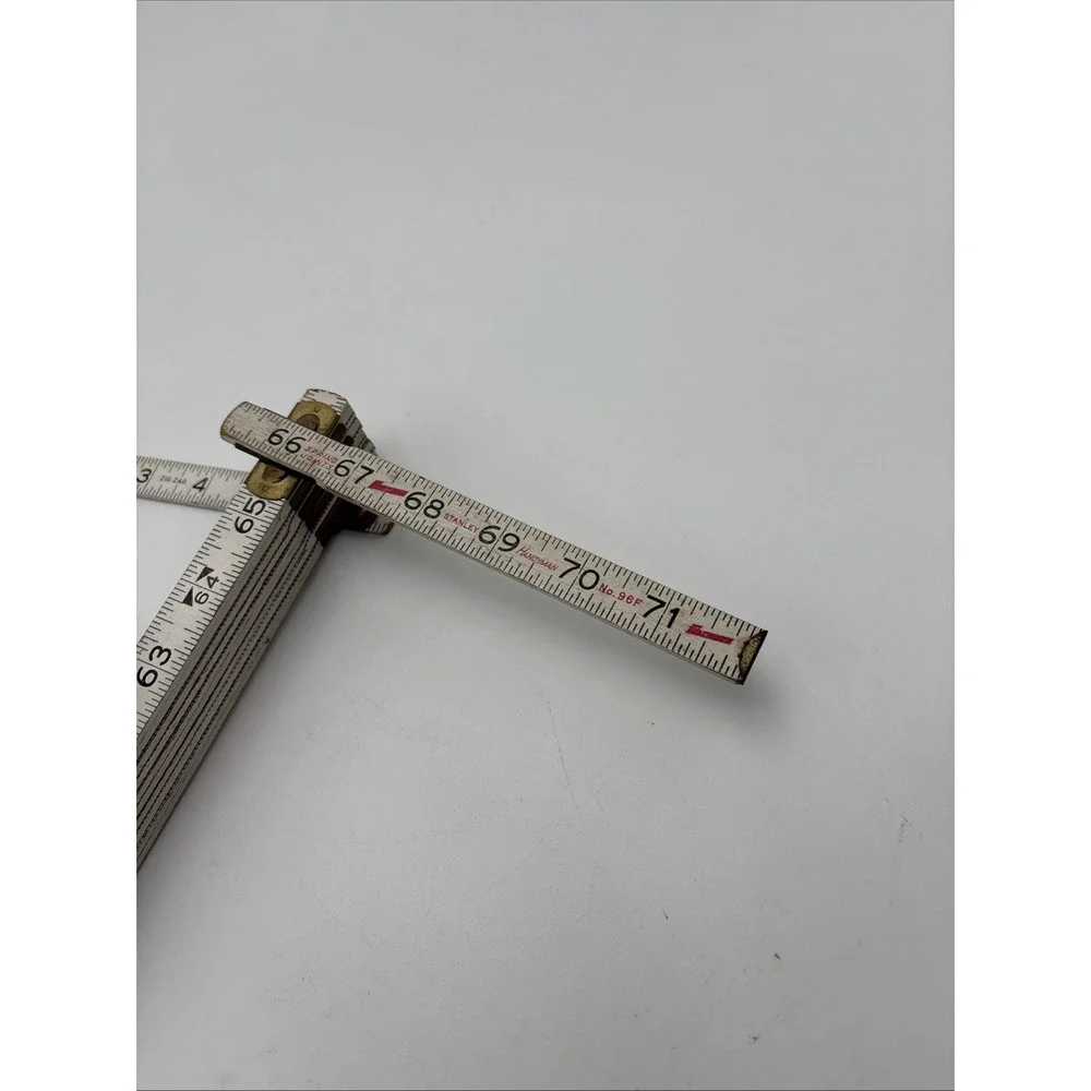 Vintage 6 ft Stanley‎ Handyman spring joints folding ruler No. 96 White